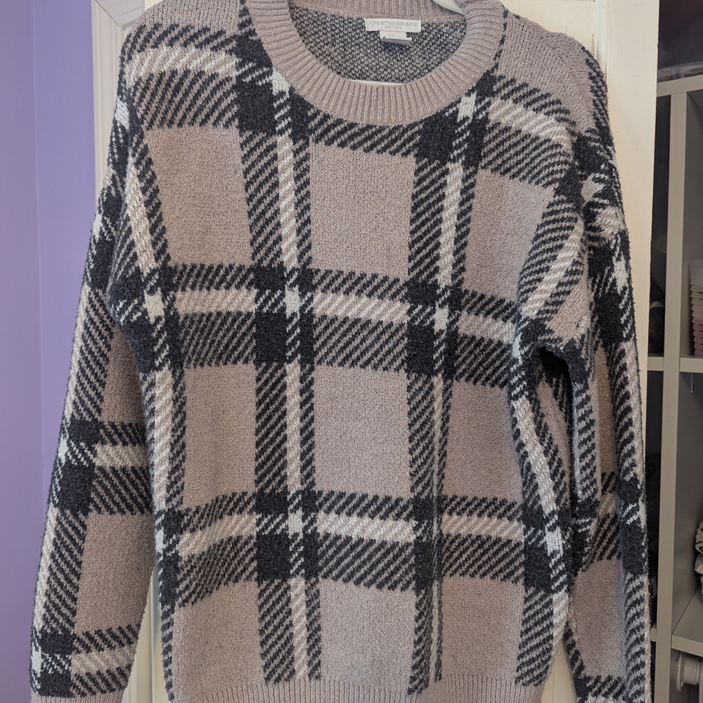 Christian Siriano Black and Gray Crew Neck Sweater